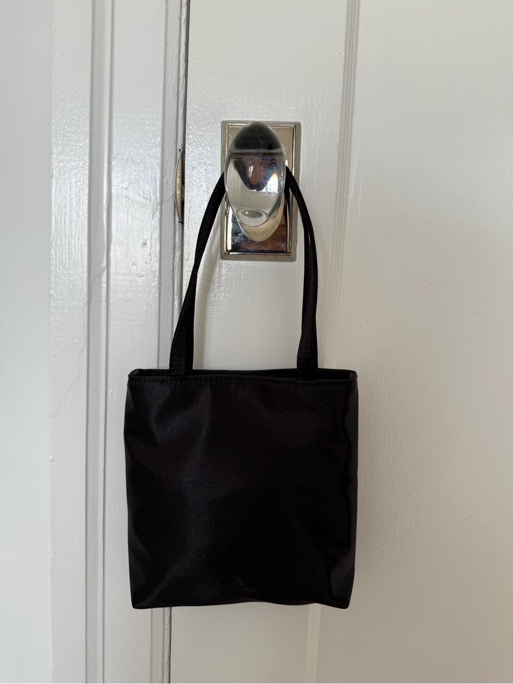 The Row Inspired Black Satin Silk Mini Tote Shoulder Bag